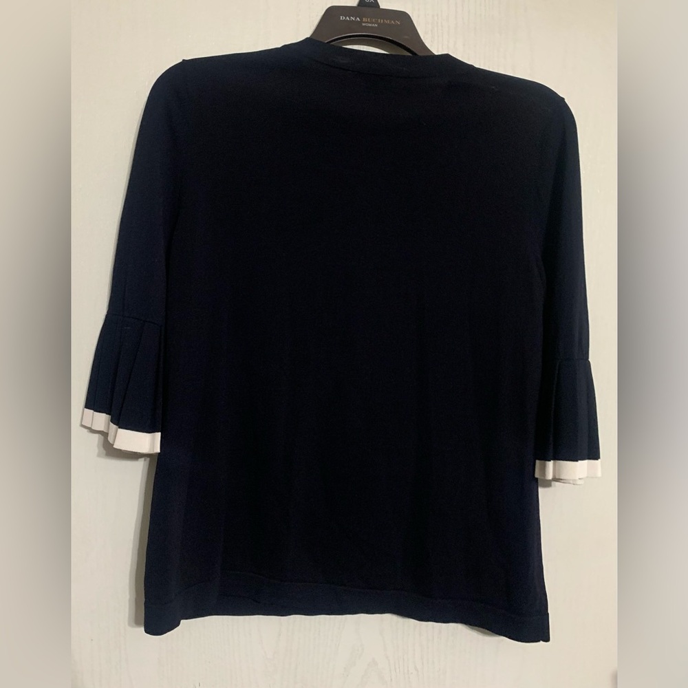COS Black Top with White Trimmed Ruffle Sleeves - Picture 3 of 6